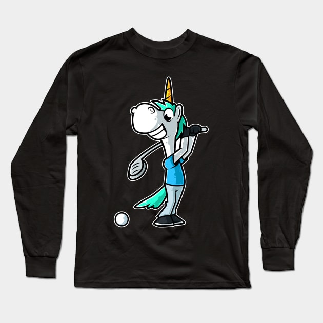 Unicorn Golf Player Golfer Golfing Funny Kids Boys print Long Sleeve T-Shirt by theodoros20